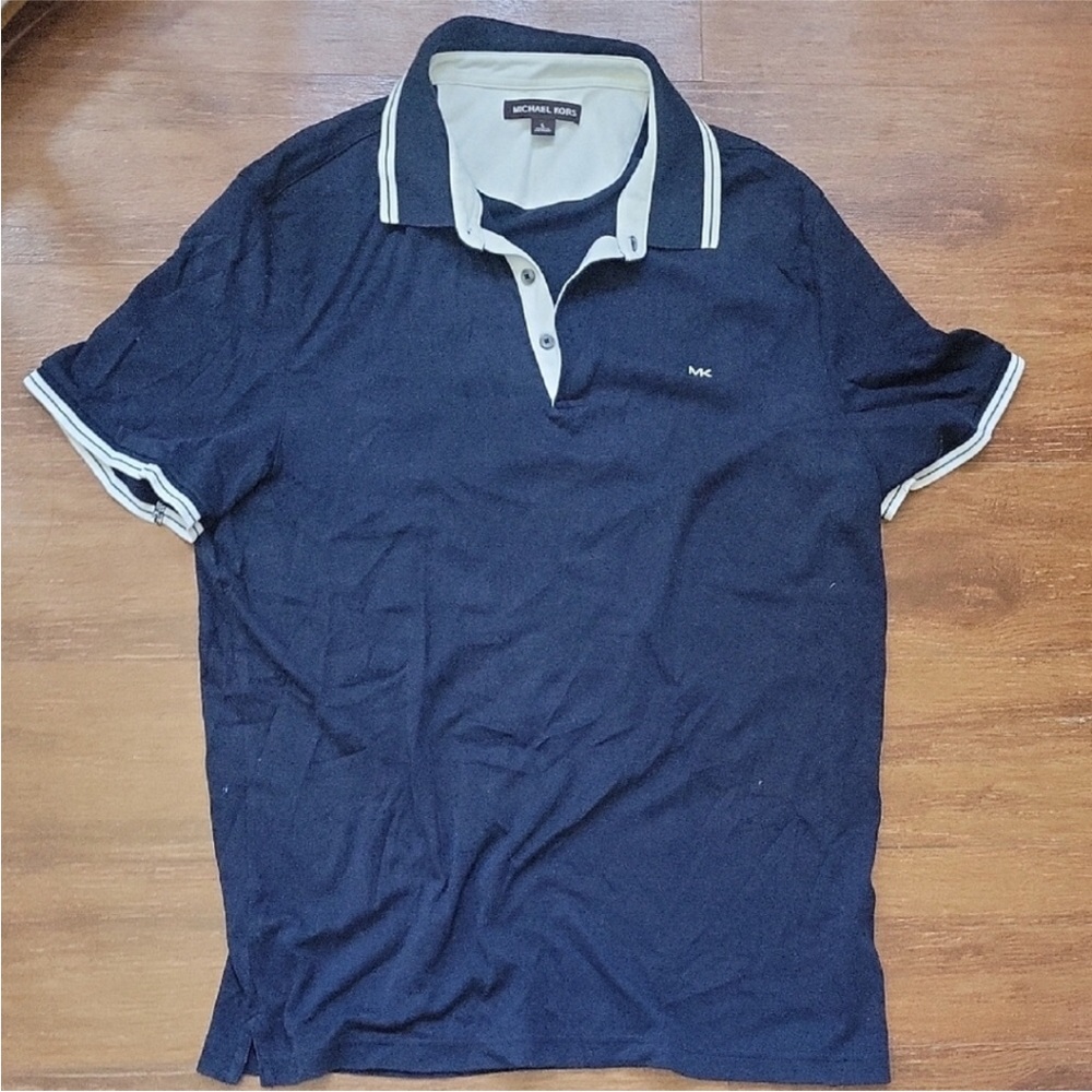 Michael Kors Navy Polo Shirt with Contrast Trim